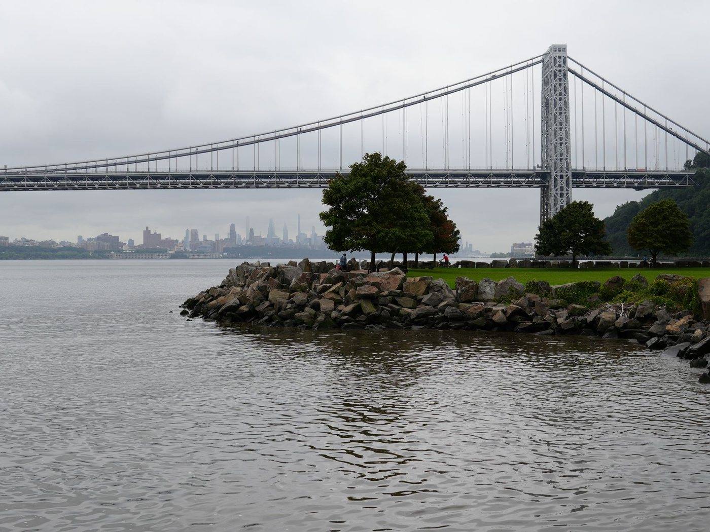 The George Washington Bridge seen from the New Jersey side of the Hudson
