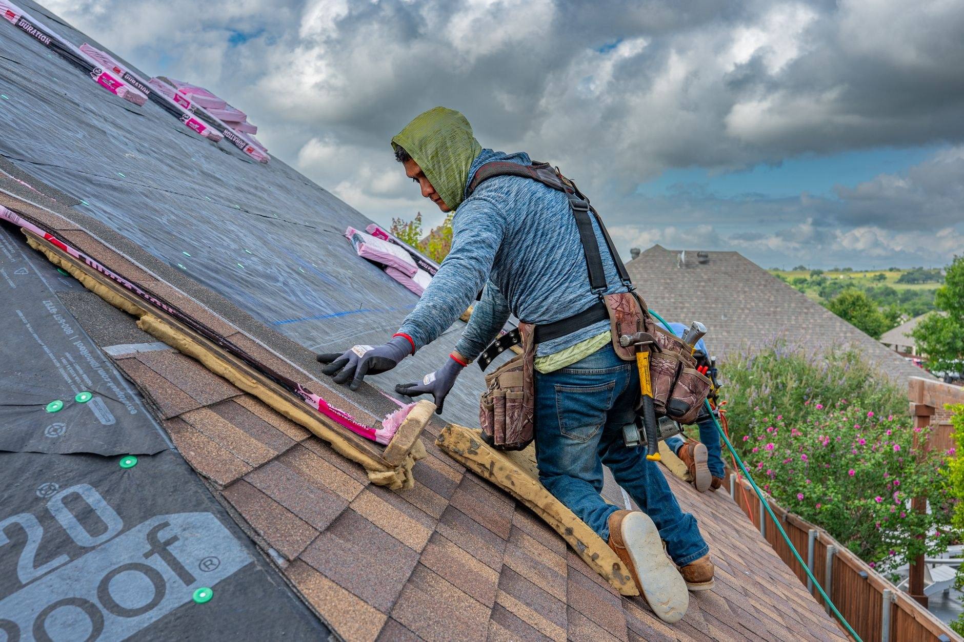 Roof repair on a home in Upper Saddle River, New Jersey